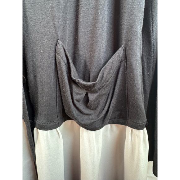 Logo by Lori Goldstein Color-Block Long Cardigan Black White Soft Loose Fit SZ M - Picture 5 of 8